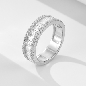 Juego de Anillos de Boda de Plata 925, Joyería Fina al por Mayor, Anillos de Compromiso y Eternidad con Microincrustaciones de Circonio para Mujer - Product Image 4