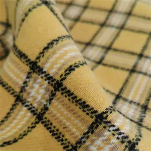 98% Polyester 2% Wolle Plaid-Tweed-Bandstoff doppelt gebürsteter Garn gefärbter Check-Bandstoff für Kleidung