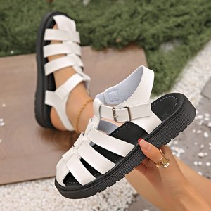Sandalias Romanas Tejidas Retro de Suela Gruesa para Mujer, Alta Calidad, Verano 2025, Todas las Temporadas, Zapatos Casuales Planos de Playa, Parte Superior de PU, Goma - Product Image 4