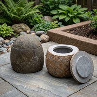 Supports à fleurs en pierre pour l'extérieur, design minimaliste Wabi Sabi, jardinières en pierre naturelle, forme irrégulière, sans trou de drainage