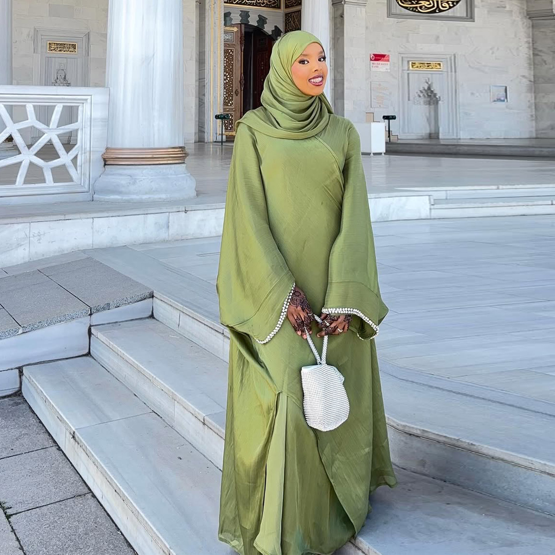 dress organza hijab Organza Tule Taille Geplooide Riem Avondjurk 5611-03 Melk Koffie 5611-03
