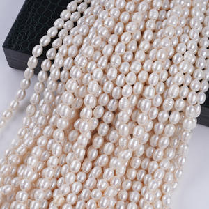 Perles d'eau douce naturelles en forme de riz de 8-9 mm en gros, accessoires pour collier DIY - Product Image 3