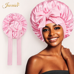 Gorro de Dormir de Satén Colorido de 1 Capa de Gran Venta, Lazo para el Cuidado del Cabello, Turbante de Ala Ancha para Mujer para Uso Térmico - Product Image 1