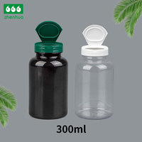 Bouteille de capsule en plastique transparent PET de grande capacité de 300ml avec bouchon à vis en aluminium pour emballage de médicaments solides