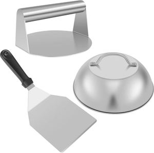 Accesorios para Barbacoa, Prensa para Hamburguesas con Espátula para Asar y Raspador, Cubierta para Untar, Kit de Prensa para Smash Burger - Product Image 1