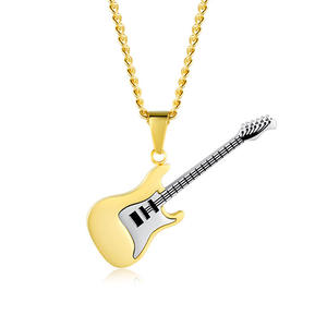 Guitar Pendant <b>Necklace</b> Zinc Alloy Unisex Fashion Jewelry <b>Statement</b> Pendant For Men Women Music Lover Gift - Product Image 1