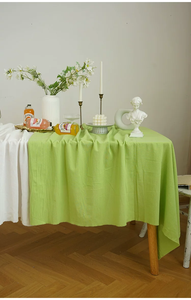 Nappe en <span class=keywords><strong>coton</strong></span> et lin vert pur printanier, nappe <span class=keywords><strong>de</strong></span> dessert, tissu <span class=keywords><strong>de</strong></span> fond décoratif blanc pour <span class=keywords><strong>mariage</strong></span> en extérieur et anniversaire - Product Image 3