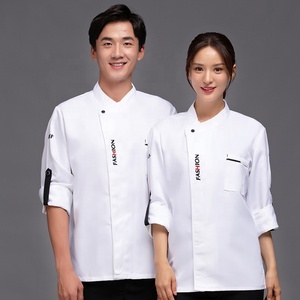 Logo personalizzato elegante manica lunga nero bianco rosso Unisex cappotti <span class=keywords><strong>da</strong></span> lavoro Hotel ristorante cucina grembiuli camicie Set <span class=keywords><strong>Chef</strong></span> uniforme - Product Image 4