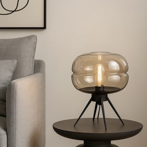 Lámpara de mesa moderna de cristal ámbar, bombilla incandescente E27 220V para sala de estar, dormitorio, mesita de noche, iluminación decorativa - Product Image 1