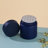 Pot en PET bleu givré personnalisé de 120 ml avec bouchon CRC, pot en plastique mat de qualité alimentaire sans BPA de 150 ml pour emballages de vitamines et de bonbons gélifiés