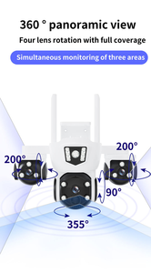 كاميرا أمن CCTV الشمسية 3 عدسات 12 ميجابكسل و 4 جرامًا جرامًا لكل متر مربع إنذار تتبع الإنسان مع بطارية 8 واط-مللي أمبير في الساعة - Product Image 5