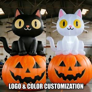 Gato Fantasma de Halloween, Calabaza Inflable, Decoración Espeluznante de Halloween, Ventilador Incorporado, Globo Gigante Volador, Casa Embrujada, Fiesta en el Jardín - Product Image 1