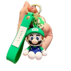 Grosir gantungan kunci Game mario gantungan kunci 3d gantungan kunci tas liontin Mario Bros karakter boneka kartun Super Mario Pvc Gantungan Kunci