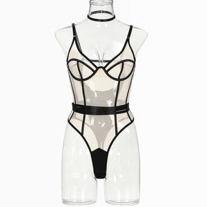 <span class=keywords><strong>Body</strong></span> Sexy de una Pieza con Parches Transparentes de Malla, Lencería Erótica, Atuendo Íntimo, Overol para Mujer - Product Image 6
