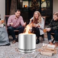 Brasero portable de 15 pouces en acier inoxydable pour jardin extérieur, sans fumée, pour événements de camping