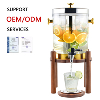 Dispensador de Agua Transparente de Gran Capacidad con Base de Madera para Fiestas, Cafeterías y Autoservicio