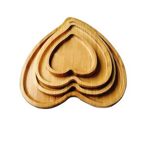 Eco Friendly Logo Personalizzato Solido di Snack di Frutta Da Dessert Cibo a Forma di Cuore Che Serve Piatto di Bambù Per Stoviglie - Product Image 1