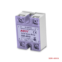 Régulateur de tension monophasé Aoyi SSR-60VA 60A avec potentiomètre 500KΩ 24-380VAC pour réglage de température de chauffage industriel