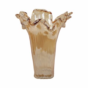 Vaso in vetro con bordo ondulato per l'arredamento del soggiorno, moderno, da tavolo, per uso domestico - Product Image 4