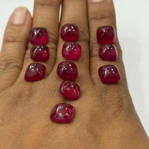 พลอยรูบี้แก้วสีแดงสดสวยงาม ราคาประหยัด แบบคาโบชอง ขายส่ง พลอยรูบี้แก้วแบบเติม ปรับขนาดได้ - Product Image 2