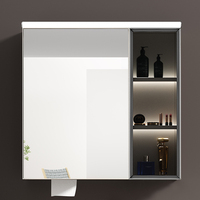 Meuble-lavabo mural simple avec éclairage LED, vasque flottante à double tiroir, idéal pour les salles de bain d'hôtels et de villas.