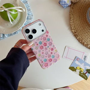 Funda de Teléfono con Diseño de Flores en Degradado Arcoíris para iPhone 17 16 15 14 Pro Max, Brillante, con Purpurina Dorada, Láser, Colorida, Trasera Decorativa para Chicas - Product Image 2