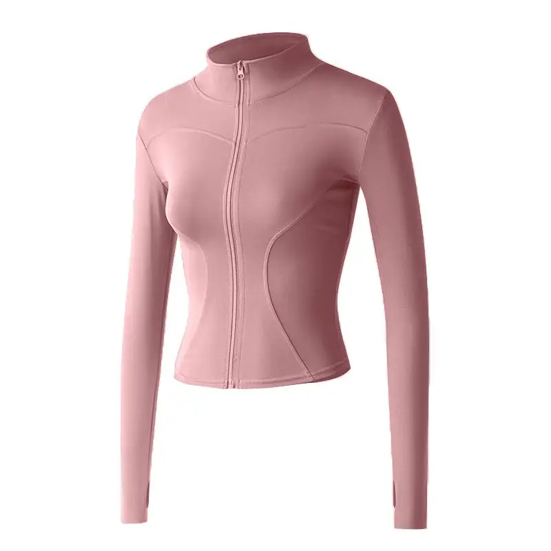 Women Running Coat Workout Wear Gym Fitness Casual Zip Long Sleeve Yoga Jackets Sports Tops
