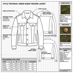 Chaqueta Trucker Personalizada de Cuero de Cabra Color Oliva, Estilo Casual Elegante, con Solapa Puntiaguda, para Hombre, de Piel de Cabra, Cierre de un Solo Botón - Product Image 3