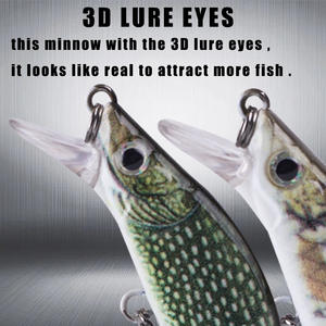 DriftCatch 5er-Pack ABS Bedruckte Crankbait <span class=keywords><strong>Minnow</strong></span> Angelköder - Schwimmender Rasselköder # 6 Haken für Marlin River Lake (1 Box = 5 Köder) - Product Image 6