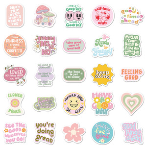 50 pz adesivo di ispirazione in PVC rosa caldo essere gentili citazioni di motivazione in stile cartone animato <span class=keywords><strong>gentilezza</strong></span> <span class=keywords><strong>e</strong></span> calore incoraggiato - Product Image 5