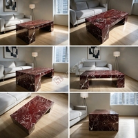 Table basse en marbre Rosso Levanto de design italien, table basse moderne en marbre poli, table centrale, décoration de salon