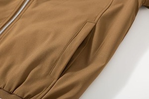 Men's Casual Stand Collar Zipper Closure Bomber <b>Jacket</b> Autumn Season Canvas Fabric with ODM Processing Plain Dyed Techniques - Product Image 3