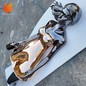 Escultura Decorativa Abstracta de Fibra de Vidrio, Estatua de Figura Femenina Electrochapada de Medio Cuerpo para Decoración de Paredes de Hoteles de Lujo - Product Image 1
