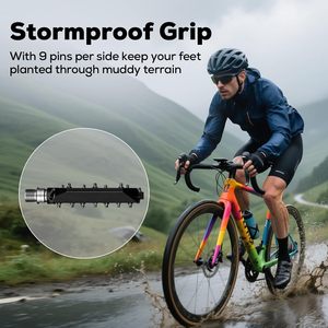 Pédales de vélo de montagne extra larges, plateforme large en alliage <span class=keywords><strong>d</strong></span>'aluminium, 9/16 pouces, avec picots antidérapants, pédales de vélo en noir <span class=keywords><strong>ou</strong></span> en rouge - Product Image 2