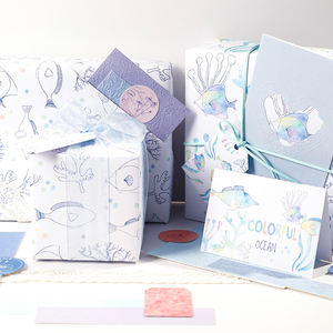 Ocean Series Rouleaux de mouchoirs d'anniversaire enduits jetables de haute qualité Rouleau de papier d'emballage Artisanat supérieur - Product Image 4