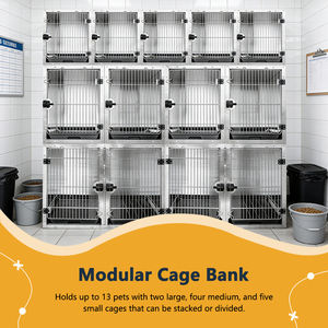Cage à animaux empilable professionnelle de qualité supérieure Petsproofing en acier inoxydable pour salon de toilettage avec plateau - Product Image 2