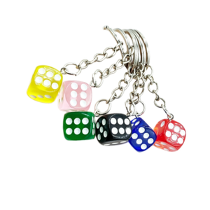 X48 Fanhua Keychain Simulation Color Dice <b>Key</b> Chain Resin Solid Color Three-dimensional Mini Pendant Accessories Dice Keychain - Product Image 2