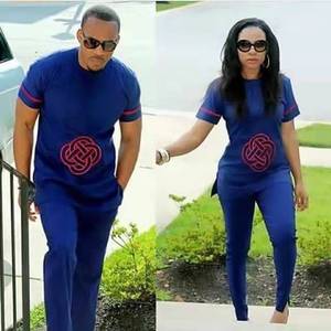 Ensemble de vêtements pour couple H & D Afrique du <span class=keywords><strong>Sud</strong></span>, 2 pièces pour homme et femme, tenue Dashiki, haut et pantalon, vêtements de mariage - Product Image 4