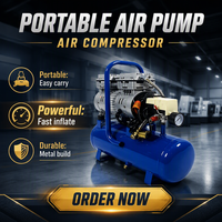 Compresseur d'air industriel portable 900W à moteur à piston 15L, léger, économe en énergie, certifié CE, revêtement en poudre