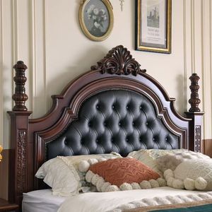 <span class=keywords><strong>Lit</strong></span> de style mid-century solide <span class=keywords><strong>avec</strong></span> grande tête de <span class=keywords><strong>lit</strong></span> en bois de noyer, design traditionnel - Product Image 4