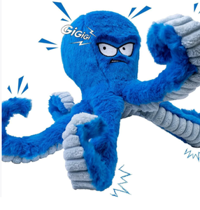 Durable Blue Octopus Squeaky Interactive Plush <strong>Dog</strong> <strong>Toy</strong> Cartoon Style Chew Stuffed <strong>Toy</strong> for Medium Large <strong>Dogs</strong> for <strong>Tug</strong> <strong>War</strong> Playtime - Product Image 1