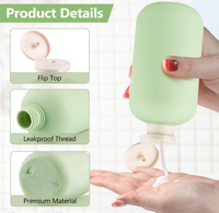 Juego de plástico cosmético HDPE con tapa abatible verde, limpiador Facial, botella vacía, bomba de loción de ducha, botella 200/260/300/400/500ml