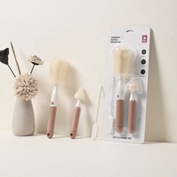Ensemble de brosses en silicone pour biberons sous emballage blister, rotation à 360 degrés, brosse pour sucettes et pailles, brosse de nettoyage pour biberons