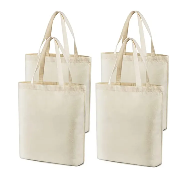 थोक कस्टम प्रिंट लोगो सस्ते पुन: प्रयोज्य शॉपिंग बैग पूर्ण रंग मुद्रण कपास कैनवास टोट बैग अनुकूलित के साथ