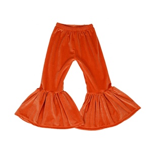 Solid Color Baby <b>Girl</b> Autumn Winter Velvet <b>Flared</b> Casual Plus Size Pants Boutique Kids Bell Bottom - Product Image 4