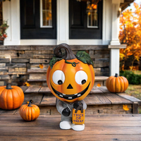 Statues en résine - Sculpture de citrouille d'Halloween de 20,87 pouces, décoration de porte de maison hantée en forme de citrouille