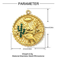 Pendentif DIY en acier inoxydable avec motifs Éléphant, Coquillage, Cœur, Cactus, Chameau, orné de strass colorés, pour collier et accessoires de charme