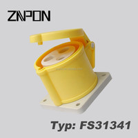 Connecteur industriel ZNPON CEE 32A 3 pôles 110V-130V 2P+E 4h IP44 IEC60309 Nylon Laiton Prise femelle droite à montage sur panneau FS31341