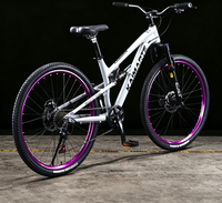Vélo de montagne à suspension intégrale, cadre en alliage d'aluminium, frein à disque mécanique, fourche à ressort, 24/26/27,5 pouces