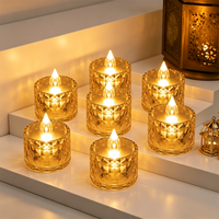Goldene Glas-LED-Kerzen ohne Flamme, Batteriebetrieben, Warme Flackernde Kerzen für Hochzeit & Weihnachten, 12er-Pack